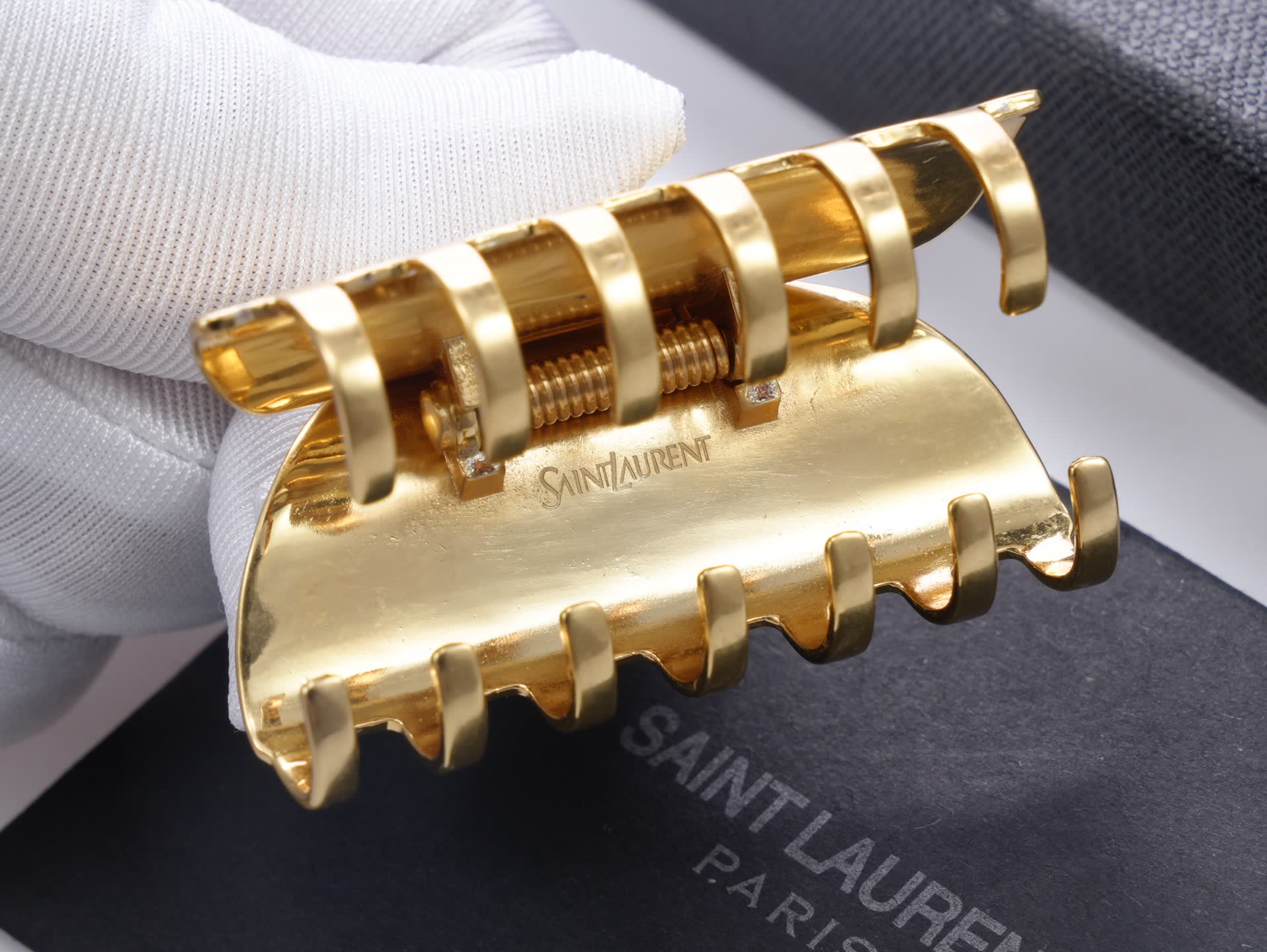 Saint Laurent YSL Gold Tone Hair Clip